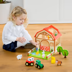 New Classic Toys Wooden Farm House Playset