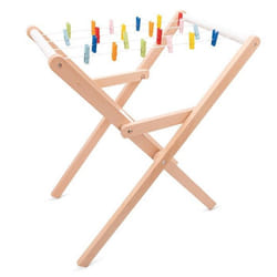 Jouet en bois - NEW CLASSIC TOYS - Étendoir à linge - Beige - 21 pinces à linge - 4 cordes à linge