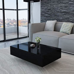 vidaXL Table Basse Haut Brillance Noir Salon Salle Sejour Canape Table Appoint