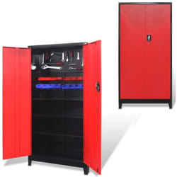 Armoire à outils avec 2 portes Acier 90x40x180 cm Noir et rouge Vidaxl