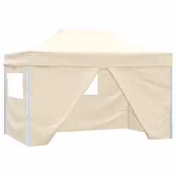 vidaXL Tente pliable avec 4 parois latéraux 3 x 4,5 m Blanc crème - TU
