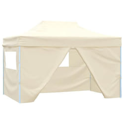 vidaXL Tente pliable avec 4 parois latéraux 3 x 4,5 m Blanc crème - TU