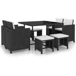 Vidaxl - Ensemble à manger d'extérieur 9 pcs coussin Résine tressée Noir