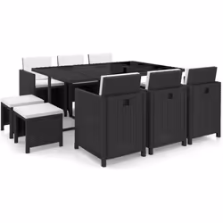 vidaXL Ensemble à manger d’extérieur 11 pcs coussins résine tressée - TU