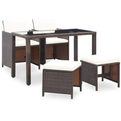 Vidaxl - Salon de jardin encastrable et coussins 5 pcs Rotin Marron