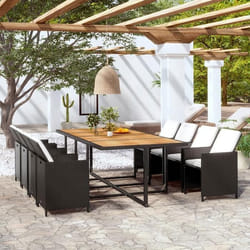 vidaXL Salon de Jardin et Coussins 13 pcs Table et Chaises de Salle à Manger Mobilier à Dîner Meubles de Patio Extérieur 42554