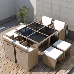 Notre ensemble de mobilier de jardin élégant en rotin deviendra l'attraction principale de votre jardin ou patio ! Matériau d ...