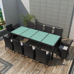 vidaXL Ensemble à manger d'extérieur 11 pcs coussins résine tressée - TU