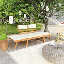 vidaXL Banc de jardin avec coussins 2-en-1 190 cm Bois solide d'acacia - TU