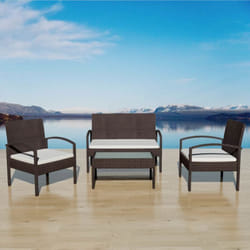 Vidaxl - Salon de jardin 4 pcs avec coussins Résine tressée Marron