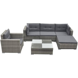 Vidaxl - Salon de jardin 6 pcs avec coussins résine tressée gris