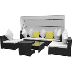 Salon de jardin 7 pcs avec baldaquin Résine tressée Noir vidaXL