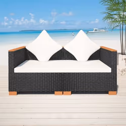 vidaXL Canapé de jardin Résine tressée Noir - TU