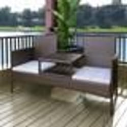 vidaXL Canapé de jardin 2 places et table à thé Résine tressée Marron - TU