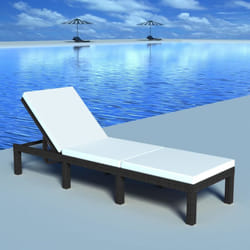 Vidaxl - Chaise longue avec coussin Résine tressée Noir