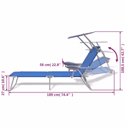 VidaXL 42931 chaise d'extérieur Linge Siège rembourré Polyester Bleu - Vue supplémentaire 8