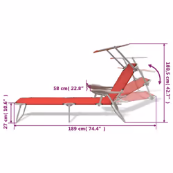 VidaXL 42933 chaise d'extérieur Linge Siège rembourré Polyester Rouge - Vue supplémentaire 7