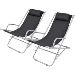 vidaXL Chaises inclinables de terrasse lot de 2 Acier Noir