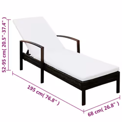 VidaXL 42941 chaise d'extérieur Linge Siège rembourré Fer, Polyuréthane Marron, Crème, Blanc - Vue supplémentaire 7