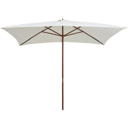 Parasol avec poteau en bois 200 x 300 cm Blanc crème
