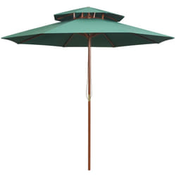 Parasol à deux étages avec poteau en bois 270 x 270 cm vert vidaXL