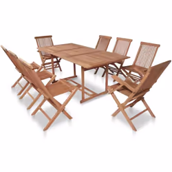 Cet élégant ensemble de salle à manger se compose d'une table et de huit chaises pliantes. Il présente un design classique. C ...