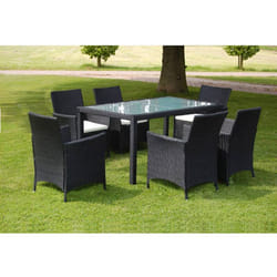 Vidaxl - Mobilier à dîner jardin 7 pcs avec coussins Résine tressée Noir