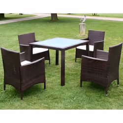 vidaXL Ensemble à manger d'extérieur 5pcs avec coussins Résine tressée - TU
