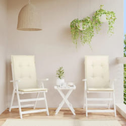 VIDAXL Coussins de chaise dossier haut lot de 2 crème