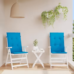 vidaXL Coussins de chaise de jardin à dossier haut lot de 2 bleu tissu 43183