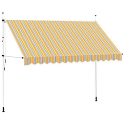 vidaXL Auvent rétractable manuel 350 cm Rayures jaunes et bleues - TU