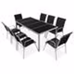 vidaXL Ensemble à manger d'extérieur 9 pcs Acier Noir - TU