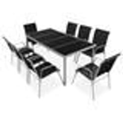 vidaXL Ensemble à manger d'extérieur 9 pcs Acier Noir - TU