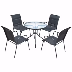 vidaXL Mobilier de salle à manger d'extérieur 5 pcs Acier Noir - TU