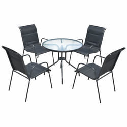 vidaXL Mobilier de salle à manger d'extérieur 5 pcs Acier Noir - TU