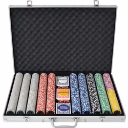 vidaXL Jeu de poker avec 1000 jetons Laser Aluminium