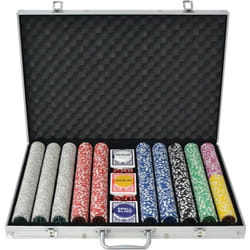 vidaXL Jeu de poker avec 1000 jetons Laser Aluminium