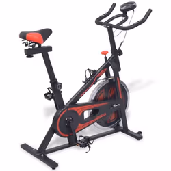 vidaXL Vélo d'appartement avec capteurs de pouls Noir et rouge - TU