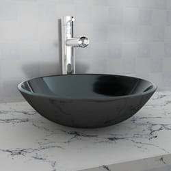 Lavabo Verre trempé 42 cm Noir Vidaxl