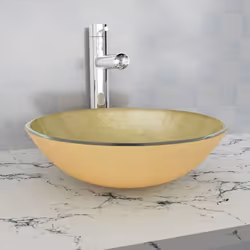 Ce lavabo, en verre trempé de haute qualité avec une finition dorée, sera un ajout élégant à toute salle de bain, toilette ou ...