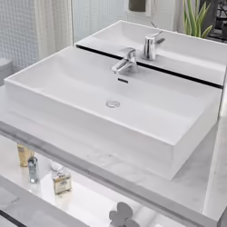vidaXL Vasque avec trou de robinet en céramique Blanc 76x42,5x14,5 cm - TU