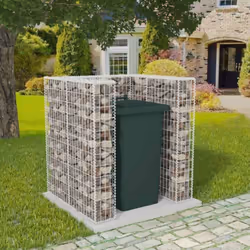 Ce cadre à gabion de poubelle à roulettes simple est idéale pour cacher la poubelle à roulettes de la vue dans le jardin, alo ...