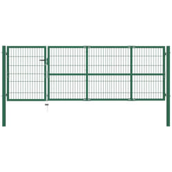 Vidaxl - Portail de clôture de jardin avec poteaux 350x100 cm Acier Vert