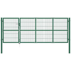 Vidaxl - Portail de clôture de jardin avec poteaux 350x120 cm Acier Vert