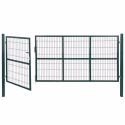 vidaXL Portail de clôture de jardin avec poteaux 350x140 cm Acier Vert - TU