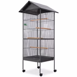 Description générale Cette grande cage à oiseaux avec toit est une demeure idéale pour vos oiseaux de compagnie. Elle offre u ...