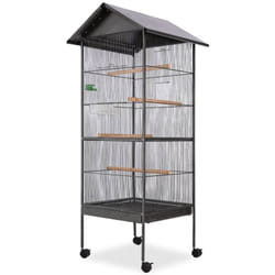 Vidaxl - Cage à oiseaux avec toit Acier Noir 66 x 66 x 155 cm