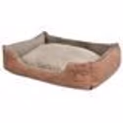 vidaXL Lit pour chiens avec coussin Cuir artificiel PU Taille L Beige