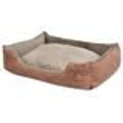 vidaXL Lit pour chiens avec coussin Cuir artificiel PU Taille L Beige