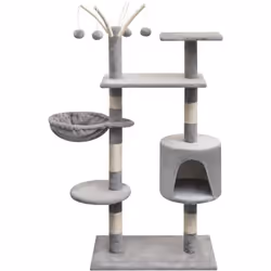 vidaXL Arbre à chat avec griffoirs en sisal 125 cm Gris
